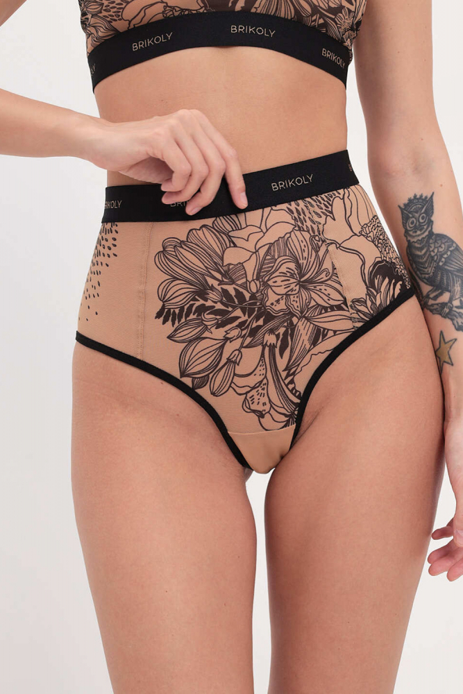 Трусики-бразилиана "Brikoly Астра" микросетка с эффектом тату, L 
